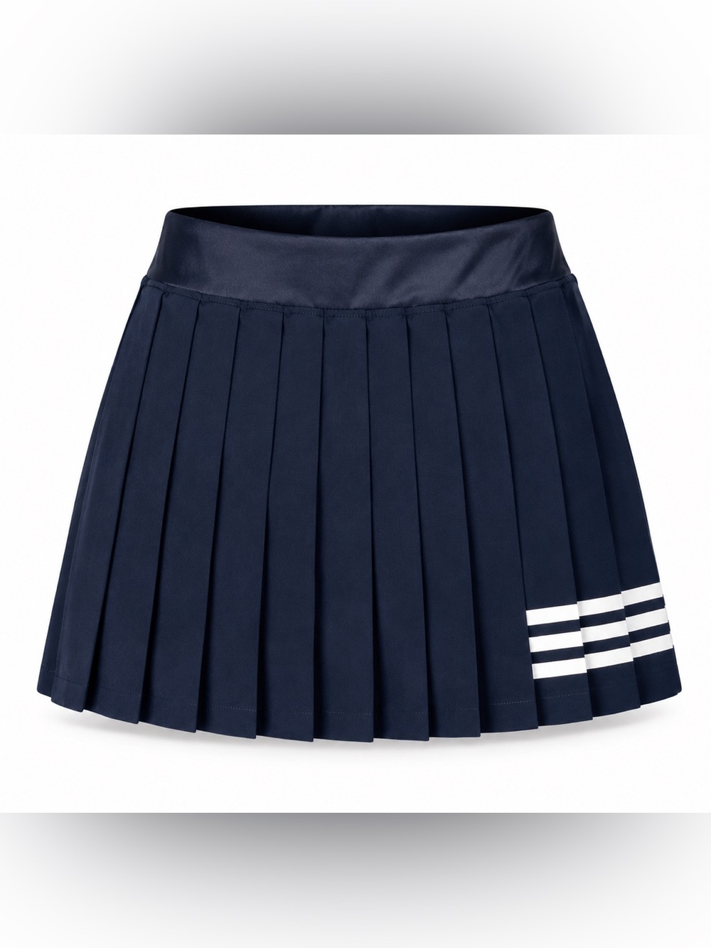 adidas Navy Pleated Mini Skirt with White Stripe Detail